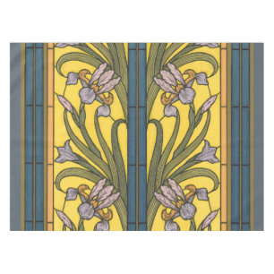 Iris-Blumen-Jugendstil Buntglas Blau Gold Tischdecke