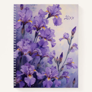 Iris-Blumen-Spiraljournal Botanisch Sommer Notizbuch