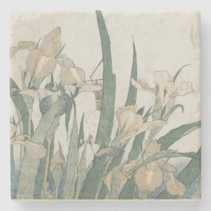 Iris-Blumen und Heuschrecke, c.1830-31 Steinuntersetzer