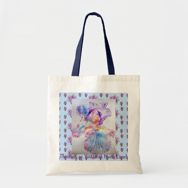 Iris Blumendenken in Aquarellfarben Tragetasche (Vorne)
