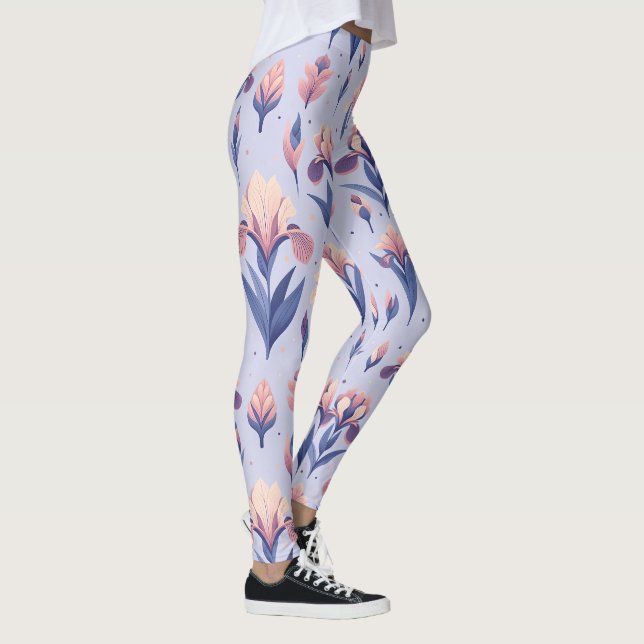 Iris-Blumenmuster Leggings (Rechts)