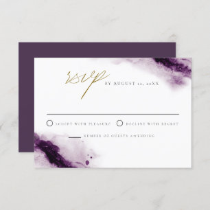 IRIS   Boho Plum Lila Gold Splash RSVP Card Einladung