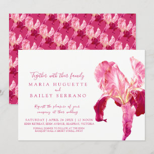 Iris botanische Kunst Rosa Hochzeit Einladungen