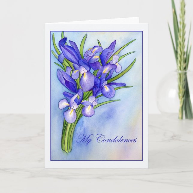 Iris Bouquet Grußkarte "Mein Beileid" Karte (Vorderseite)