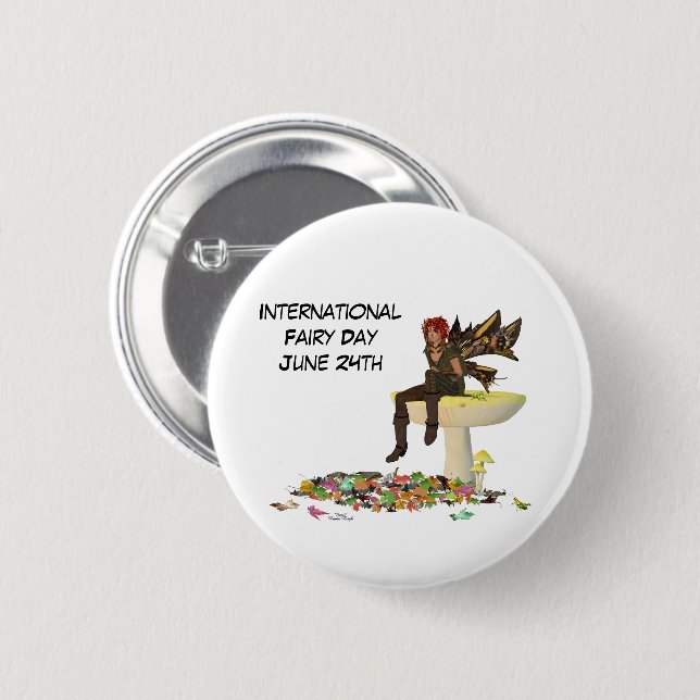 Iris Boy Fairy auf Mushroom Button Button (Vorne & Hinten)
