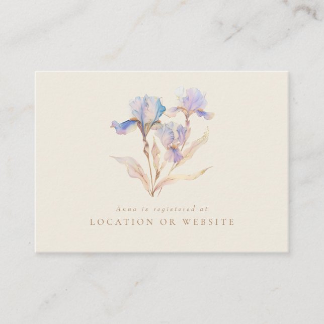 Iris Brautparty Registry Begleitkarte (Vorderseite)