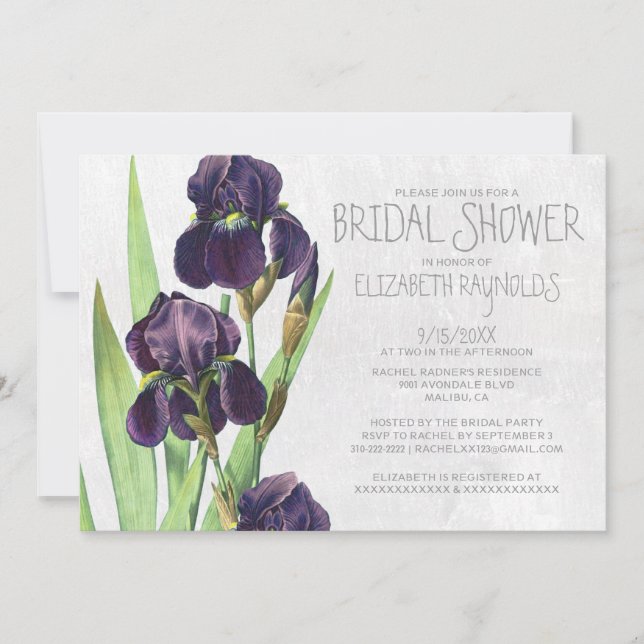 Iris Bridal Shower Einladungen (Vorderseite)