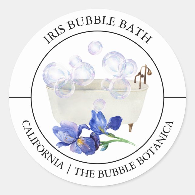 Iris Bubble Bath-Label Runder Aufkleber (Vorderseite)
