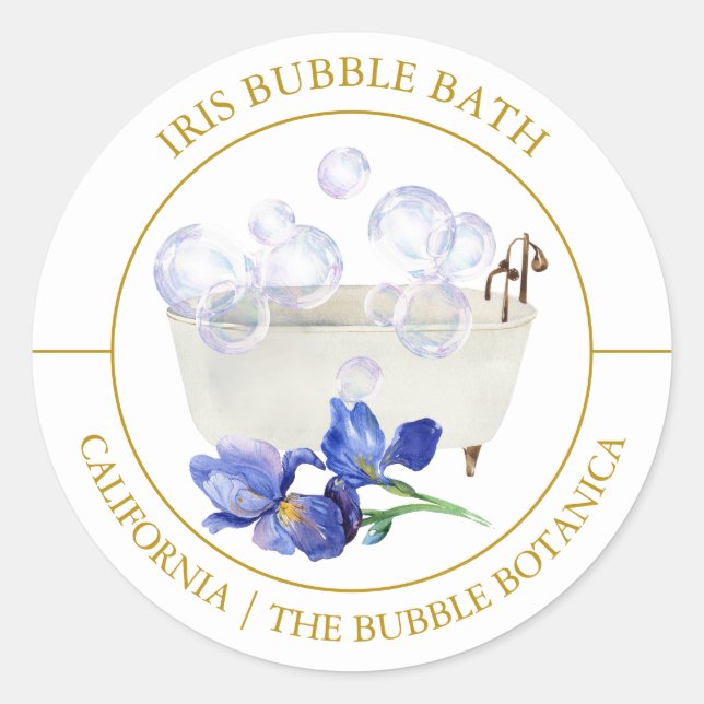 Iris Bubble Bath-Label Runder Aufkleber (Vorderseite)