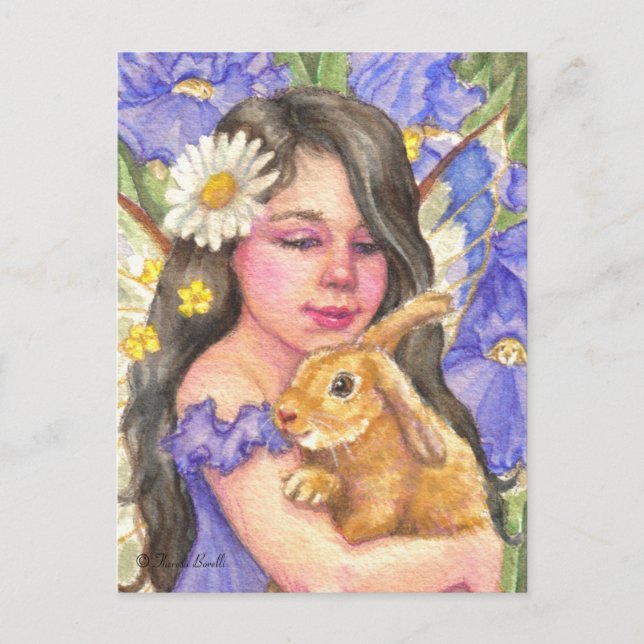 Iris Fairy bouddin lapin mignon lapin Carte postal (Devant)