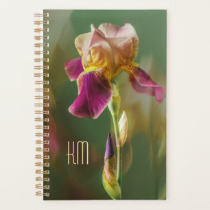 Iris floral art photo rêveur avec monogramme (Peti