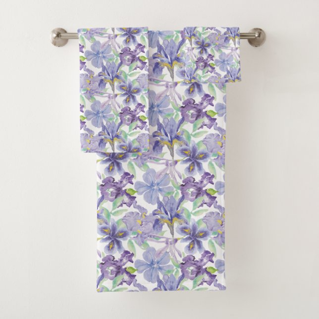 Iris Floral Jaune Violet Aquarelle Fleurs (En situation)