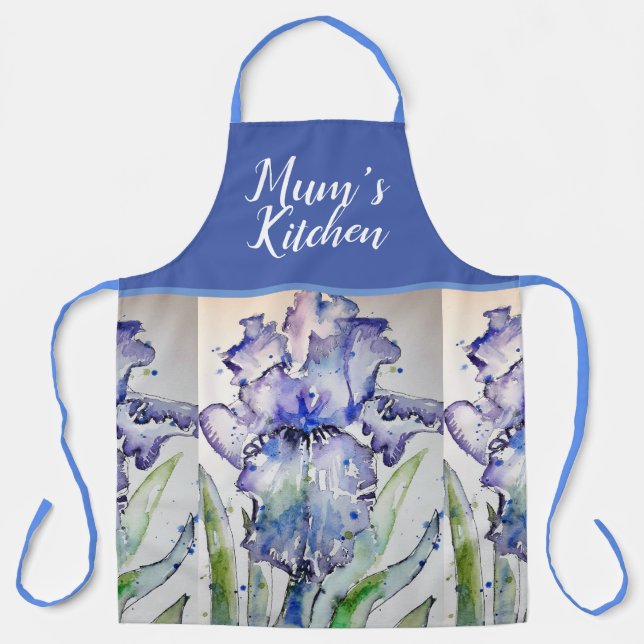 Iris Floral Shabby Chic Lila Lavender Mum Schürze (Vorderseite)