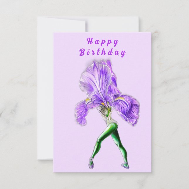 Iris Flower Ballet Dancer Carte Anniversaire (Devant)