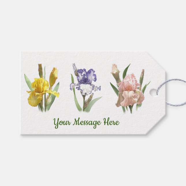 Iris Flower Garden Floral Botanische Kunst Geschenkanhänger (Vorderseite (Horizontal))