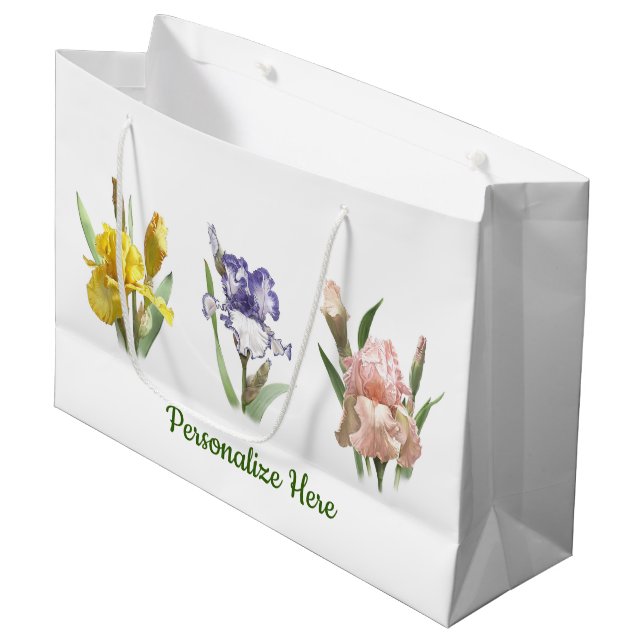Iris Flower Garden Große Geschenktüte (Vorderseite Schrägansicht)