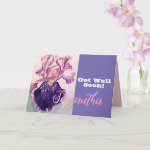 Iris Flower Get Well Bientôt Femme Carte Nom