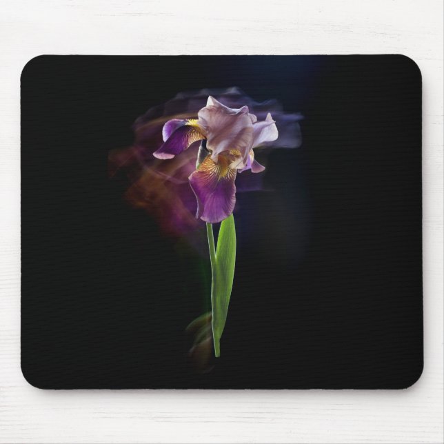 Iris flower on a black background. Long exposure. Mousepad (Vorne)
