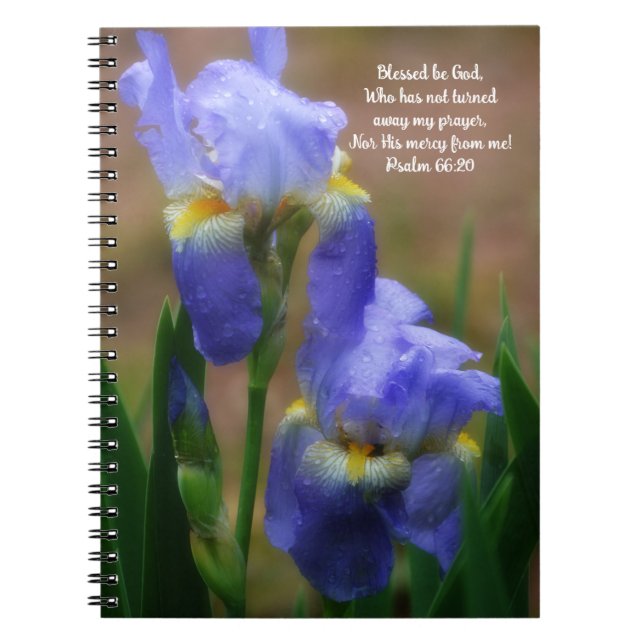 Iris Flowers in Rain Bible Verse Prayer Journal (Devant)