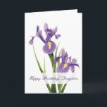 Iris Garden Daughter Birthday Karte<br><div class="desc">Zwei schöne Louisiana-Irises schmücken die Vorderseite dieser Geburtstagskarte. Die mit Pastellfarben gezeichnet lila Irises schaffen ein zartes und auffälliges Design, um Ihre Tochter zu ehren. Die Worte "Happy Birthday, Daughter" sind vorne geschrieben. Das Innere hat eine süße Stimmung, die Sie entweder behalten oder anpassen können. Machen Sie mit dieser eleganten...</div>