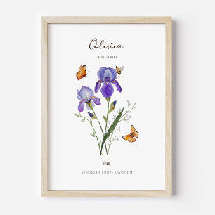 Iris-Geburtsmonats-Blumenposter Poster