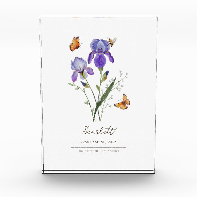 Iris-Geburtsmonatsblume Fotoblock (Vorderseite)
