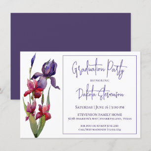 Iris Graduation Party   Lila violette Blume Einladung