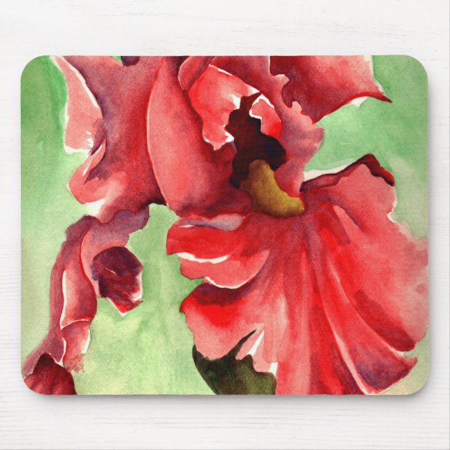 Iris im Aquarell - Mausunterlage durch WithAnF Mousepad (Vorne)