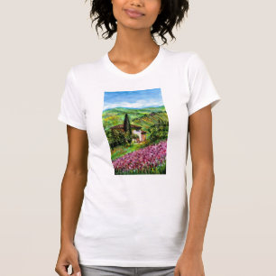 IRIS IN TUSKANIEN / Grüne Lila Blume Felder T-Shirt