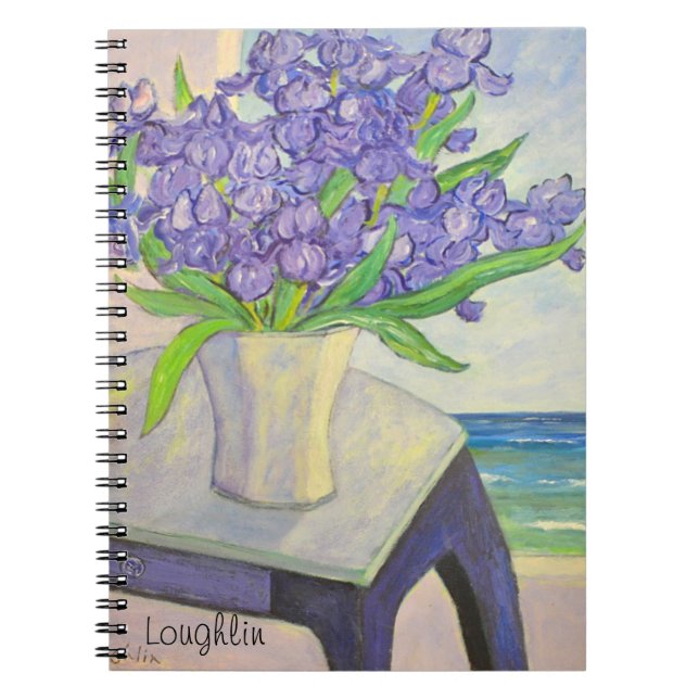 Iris in Vase By Window Notebook Notizblock (Vorderseite)