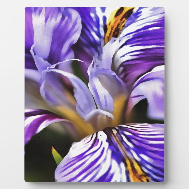 Iris in Violet Lilac und Lila botanische Kunst Fotoplatte (Vorderseite)
