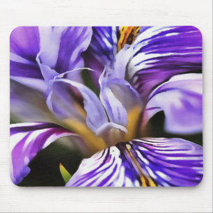Iris in Violet Lilac und Lila botanische Kunst Mousepad