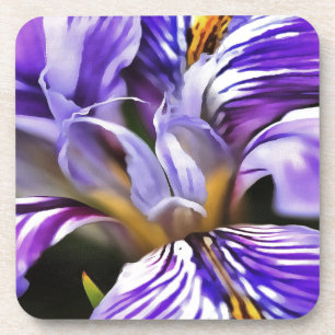 Iris in Violet Lilac und Lila botanische Kunst Untersetzer