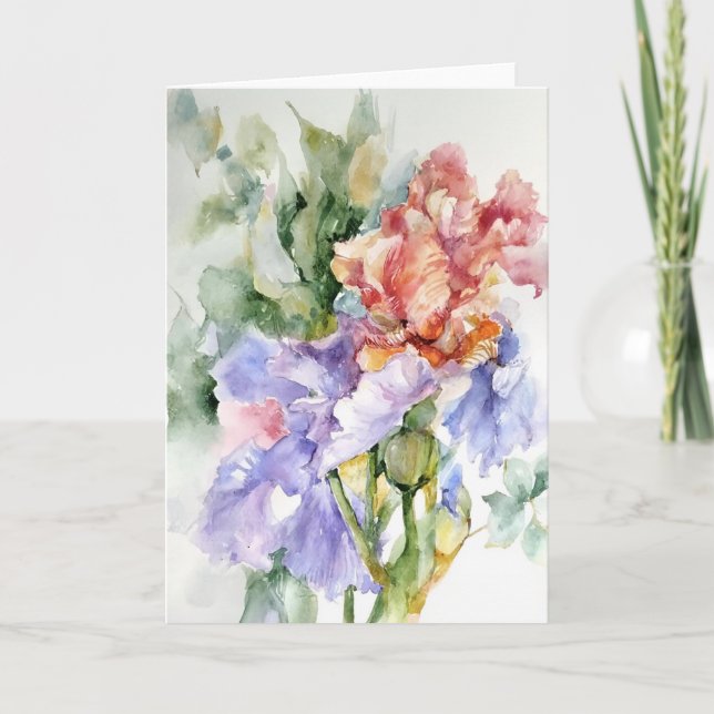 Iris in Wasserfarben Karte (Vorderseite)