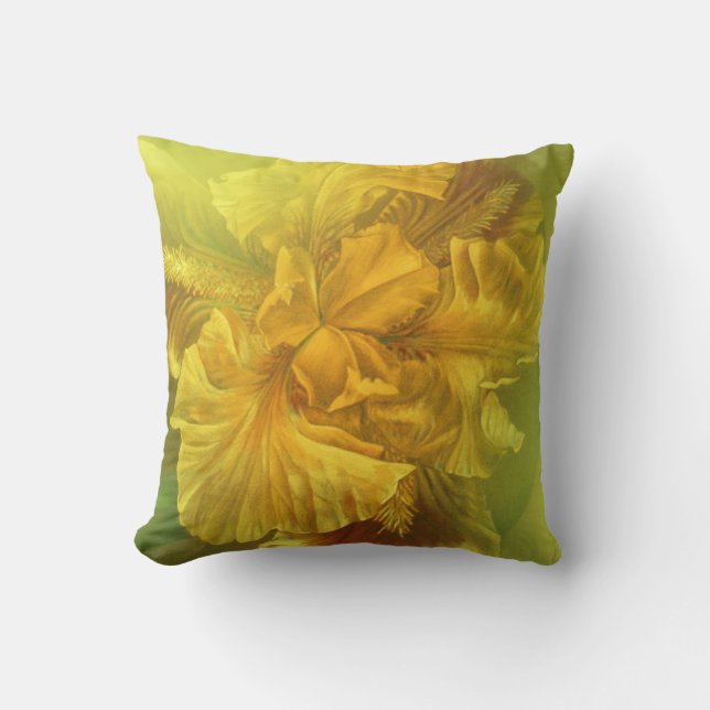 Iris intérieur beauté jaune fleur jeté oreiller (Recto)