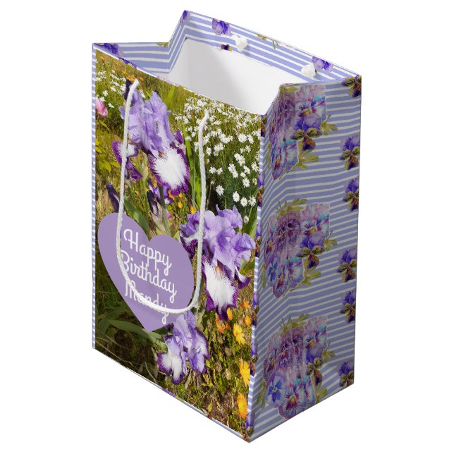 Iris Iris Lila Blume Geburtsname Mittlere Geschenktüte (Vorderseite Schrägansicht)