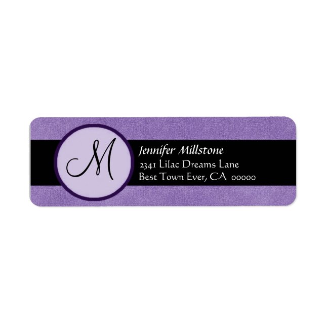 IRIS LILA & BLACK Wedding Monogram Address Label (Vorne)