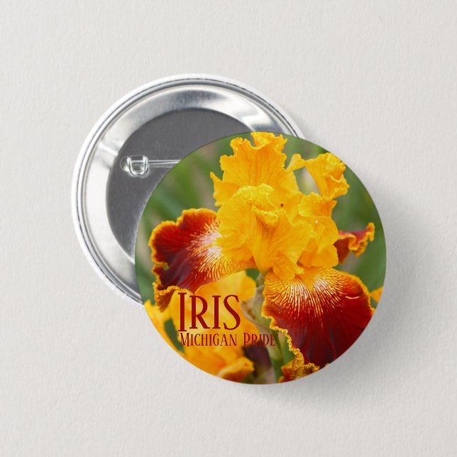 Iris "Michigan Pride" [Round Tin Abzeichen] Button (Vorne & Hinten)
