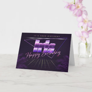 Iris Name Prénom lila retro Carte Anniversaire