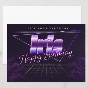 Iris Name Prénom lila retro Carte Anniversaire