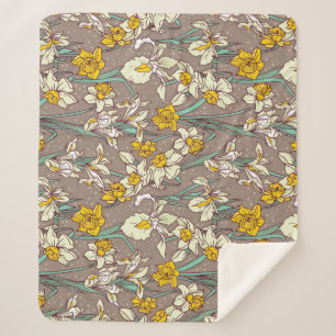Iris Narcissus Blume Vintag Nahtlos Sherpadecke