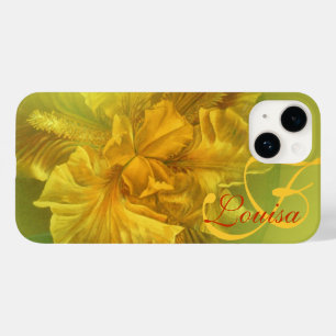 Iris nommé coque iphone jaune floral d'art