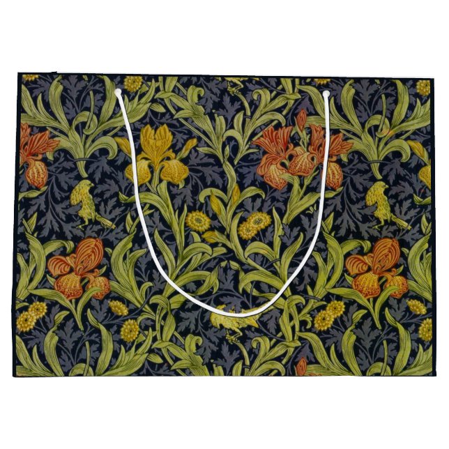Iris Pattern (von William Morris) Große Geschenktüte (Rückseite)