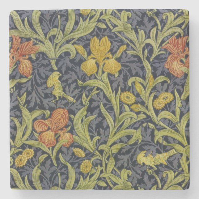 Iris Pattern (von William Morris) Steinuntersetzer (Vorderseite)