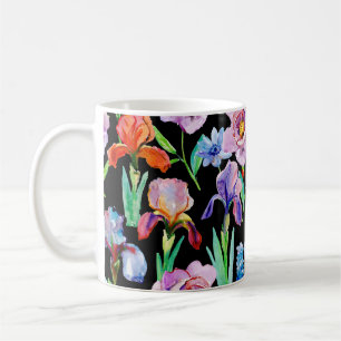 Iris Peony Watercolor Floral Pattern Kaffeetasse