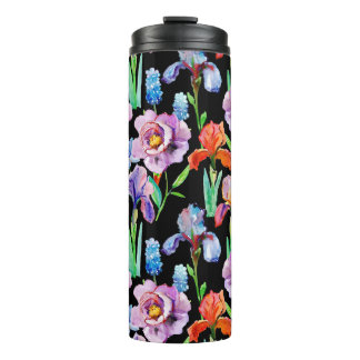 Iris Peony Watercolor Floral Pattern Thermosbecher