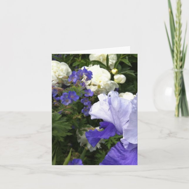 Iris, Pfingstrosen und Cranesbill Anmerkungs-Karte Karte (Vorderseite)