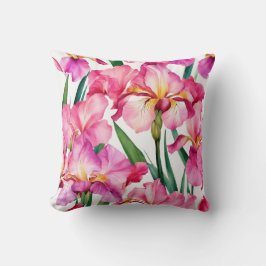 Iris Schwertlilie rosa - Aquarell-Design |  Kissen