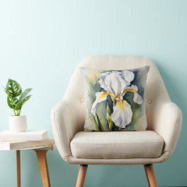 Iris Schwertlilie weiß - Aquarell-Design | Kissen