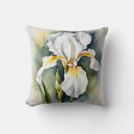 Iris Schwertlilie weiß - Aquarell-Design |  Kissen